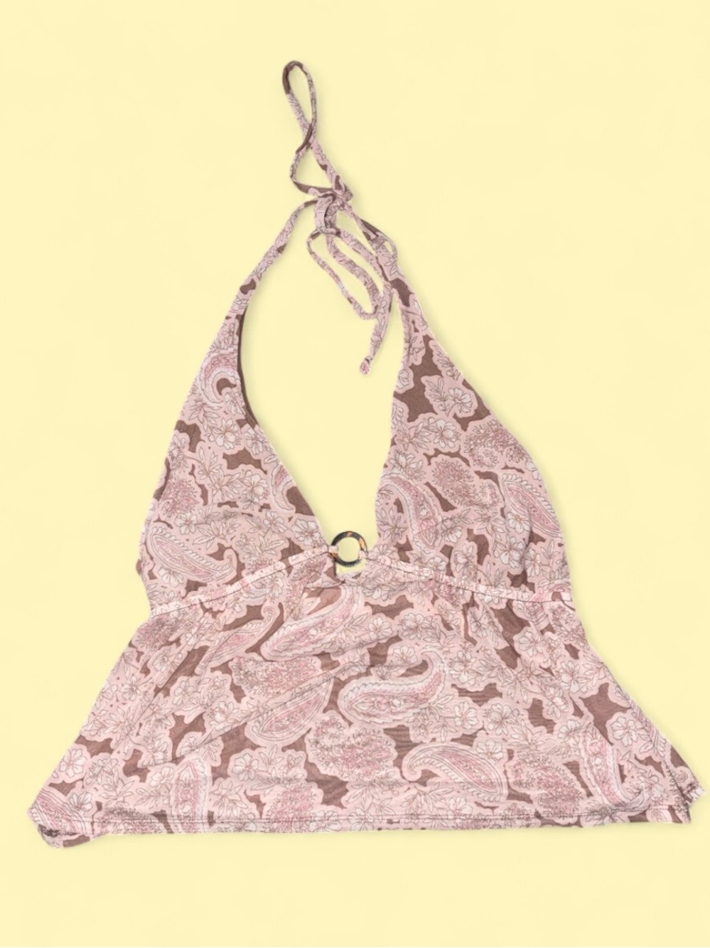 La Pêche Y2K Paisley Halter Top Boho Fairycore Babydoll Tank Size Small